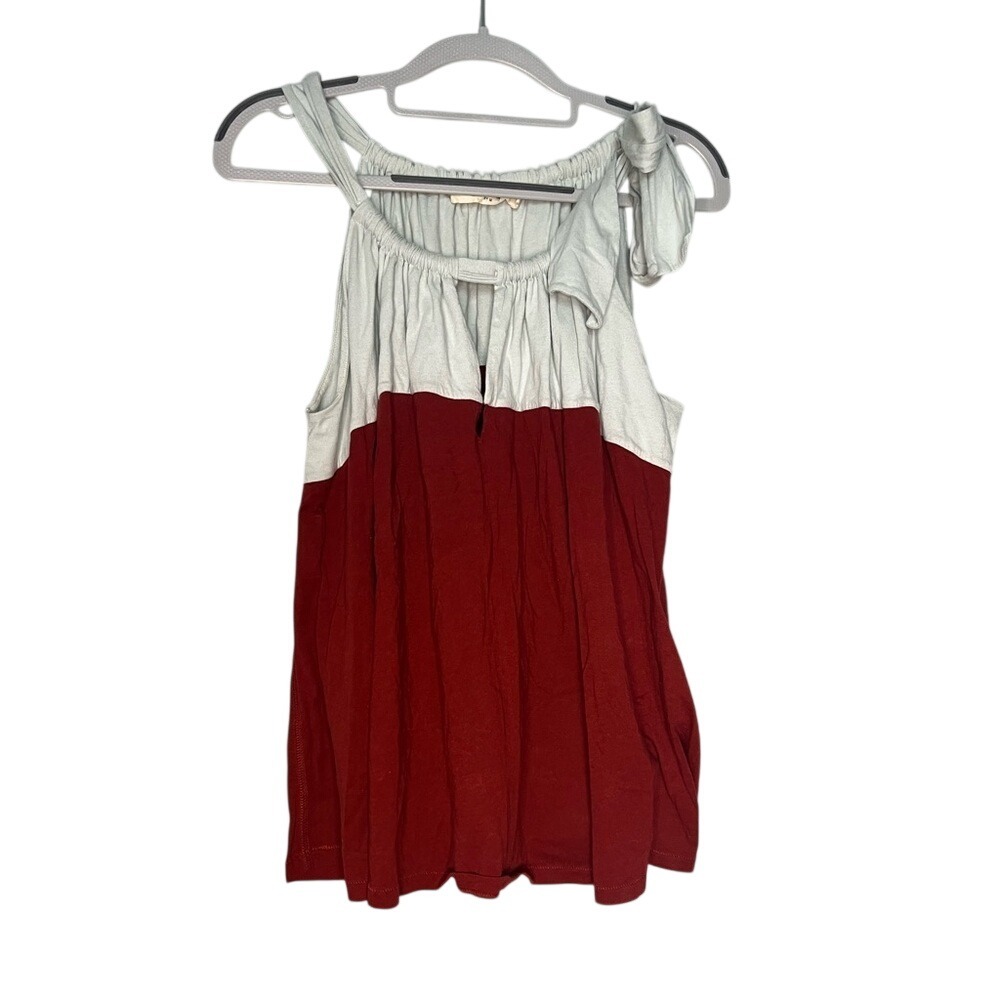 Anthropologie Pilcro Color Block Pintuck Tie Shoulder Top boho western